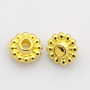 Tibetan Style Spacer Beads, Lead Free and Cadmium Free, Flower, Golden, about 9mm in diameter, 5mm thick, Hole: 2mm(X-K0928011)