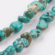 Natural Magnesite Beads Strands, Dyed & Heated, Nuggets, Light Sea Green, 5~13x5~10x4~9mm, Hole: 1mm, about 43pcs/strand, 15.5 inch(G-K249-02B)
