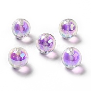 Two Tone UV Plating Rainbow Iridescent Acrylic Beads, Round, Medium Purple, 16x16mm, Hole: 3~3.1mm(TACR-D010-03B-07)