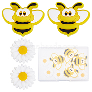 10Pcs 2 Style Food Grade Eco-Friendly Silicone Beads, Bee & Daisy, Mixed Color, 22~30x22~37x8.5~9.5mm, Hole: 2mm, 5pcs/style(SIL-SC0001-08)
