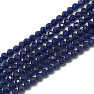 Synthetic Blue Spinel Beads Strands, Faceted, Round, 3~3.5mm, Hole: 0.3mm, about 128pcs/strand, 14.6 inch(G-S300-25-3mm)