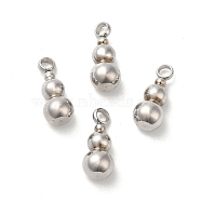 201 Stainless Steel Pendants, Gourd Charm, Stainless Steel Color, 14x6mm, Hole: 2mm(STAS-Q216-02A-P)