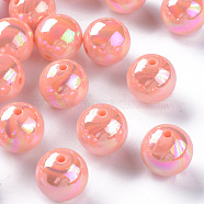 Opaque Acrylic Beads, AB Color Plated, Round, Dark Salmon, 20x19mm, Hole: 2~3mm, about 111pcs/500g(MACR-S370-D20mm-SS2109)