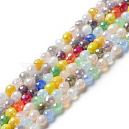 Electroplated Glass Beads Strands, Faceted Teardrop, Mixed Color, 4.5~5x4mm, Hole: 0.8mm, about 100pcs/strand, 18.31~18.70''(46.5~47.5cm)(GLAA-B013-01)