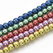Electroplated Non-magnetic Synthetic Hematite Beads Strands, Round, Mixed Color, 6x5.5mm, Hole: 1.4mm, about 71~72pcs/Strand, 15.94 inch(40.5cm)(G-S365-015C)