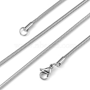 Herringbone Chain Necklace for Men, 304 Stainless Steel Snake Chain Necklaces, with Lobster Claw Clasps, Stainless Steel Color, 19.6 inch(50cm), 2mm(NJEW-F027-16-2mm)