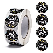 1 Inch Thank You Stickers, DIY Scrapbook, Decorative Adhesive Tapes, Flat Round, Black, 25mm, about 500pcs/roll(X-DIY-L028-A17)