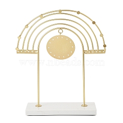 Rainbow Iron Storage Jewelry Rack, Jewelry Display Holder with Rectangle Marble Base, for Earrings, Necklaces, Bracelets, Golden, 22.7x3.5x27.5cm(ODIS-G017-01A)