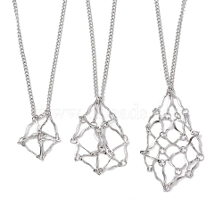 Non-Tarnish 3Pcs 3 Sizes Stainless Steel Macrame Pouch Empty Stone Holder for Necklace Makings, Stainless Steel Color, 17.91~28.15 inch(45.5~71.5cm), pendant: 24~45x13~26mm, 1Pc/size(NJEW-JN04823)