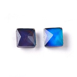 Faceted Glass Cabochons, Changing Color Mood Cabochons, Square, Colorful, 6x6x3.4mm(GLAA-E411-12)