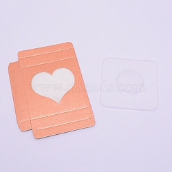 Paper Folding Boxes, Empty Eyelash Packaging Box, with Clear Window, Square, Light Salmon, 7.2x7.2x1.5cm(CON-WH0072-48D)