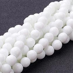 Synthetic White Agate Beads Strands, Dyed & Heated, Faceted, Round, White, 8mm, Hole: 1mm, about 49pcs/strand, 15 inch(G-D419-8mm-01)