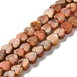 Synthetic Regalite/Imperial Jasper/Sea Sediment Jasper Beads Strands, Dyed, Heart, Chocolate, 5x6x3~3.5mm, Hole: 1.2mm, about 81~84pcs/strand, 15.94~16.26 inch(40.5~41.3cm)(G-F765-D01-01)