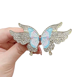 Alloy Rhinestone Hair Braaettes, Butterfly, Sky Blue, 50x95mm(PW-WG68907-01)