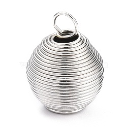 304 Stainless Steel Spiral Bead Cage Pendants, Oval, Stainless Steel Color, 24x17.5mm, Hole: 5mm(X-STAS-Z033-03P)
