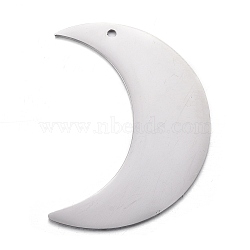 304 Stainless Steel Pendants, Stamping Blank Tag, Moon, Stainless Steel Color, 33x24x1mm, Hole: 1.2mm(STAS-F254-13B-P)