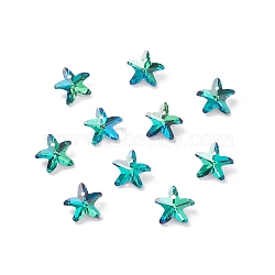 Electroplate Glass Charms, Starfish, Faceted, Back Plated, Medium Aquamarine, 14x15x7mm, Hole: 1.4mm(X-GLAA-H101-B-04)