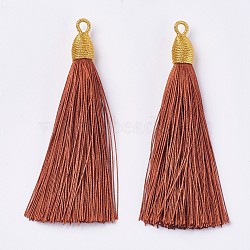 Polyester Tassel Big Pendants Decoration, Sienna, 85~90x9~10mm, Hole: 3mm(FIND-I007-A16)