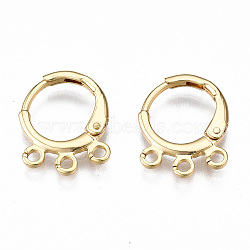 Brass Huggie Hoop Earring Findings, with Hoop, Nickel Free, Real 18K Gold Plated, 15x12x2mm, Hole: 1.5mm, Pin: 0.8mm(KK-N233-082-NF)