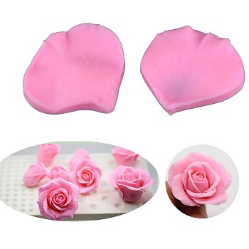 Food Grade Silicone Molds, Fondant Molds, For DIY Cake Decoration, Chocolate, Candy, UV Resin & Epoxy Resin Jewelry Making, Rose Petals, Deep Pink, 56x62x15mm, 2pcs/set