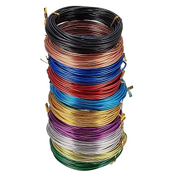Round Aluminum Wire, Mixed Color, 12 Gauge, 2mm, about 32.8 Feet(10m)/roll, 10 rolls/box