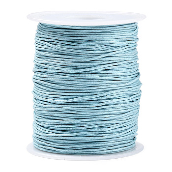 Waxed Cotton Thread Cords, Light Sky Blue, 1mm, about 100yards/roll