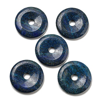 Natural Lapis Lazuli Pendants, Donut/Pi Disc Charms, 50x6.5~7.5mm, Hole: 10mm