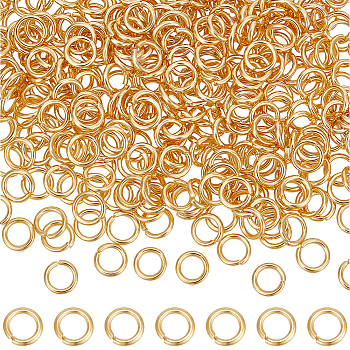 400Pcs 304 Stainless Steel Open Jump Rings, Round Ring, Real 24K Gold Plated, 18 Gauge, 6x1mm, Inner Diameter: 4mm