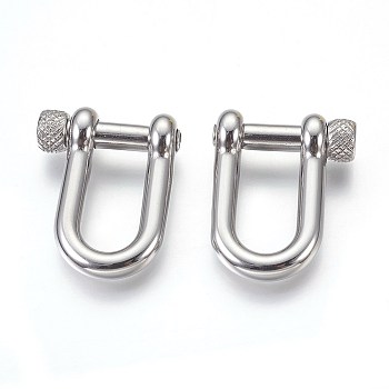 304 Stainless Steel  D-Ring Anchor Shackle Clasps, Stainless Steel Color, 33x25x9mm, Inner Diameter: 10x20.5mm