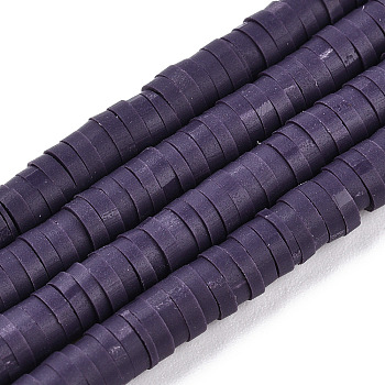 Flat Round Handmade Polymer Clay Bead Spacers, DarkSlate Blue, 4x1mm, Hole: 1mm, about 380~400pcs/strand, 17.7 inch