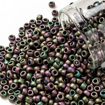TOHO Round Seed Beads, Japanese Seed Beads, (709) Matte Color Iris Violet, 8/0, 3mm, Hole: 1mm, about 220pcs/10g