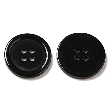 Resin Buttons, Dyed, Flat Round, Black, 22x3mm, Hole: 2mm, 195pcs/bag