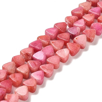 Natural Dolomite Beads Strands, Dyed, Triangle, Cerise, 5.5~6x6~6.5x3mm, Hole: 1mm, about 72pcs/strand, 16.14 inch(41cm)