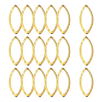 304 Stainless Steel Linking Rings, Marquise Links, Horse Eye, Golden, 18x8x0.5mm