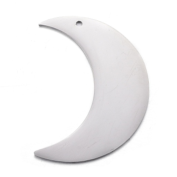304 Stainless Steel Pendants, Stamping Blank Tag, Moon, Stainless Steel Color, 33x24x1mm, Hole: 1.2mm