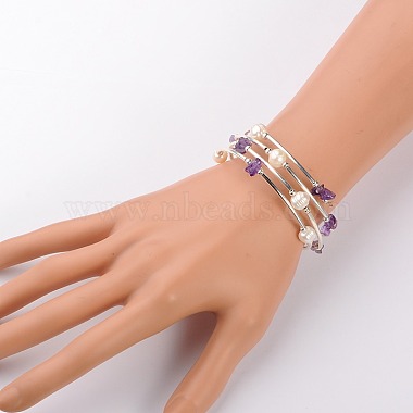 Bracelets enroulés avec puces de pierre gemme(BJEW-JB01518-04)-2