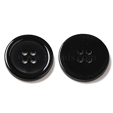 22mm Black Flat Round Resin 4-Hole Button