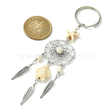 Alloy Woven Net/Web with Feather Pendant Keychain(KEYC-JKC00590-02)-2