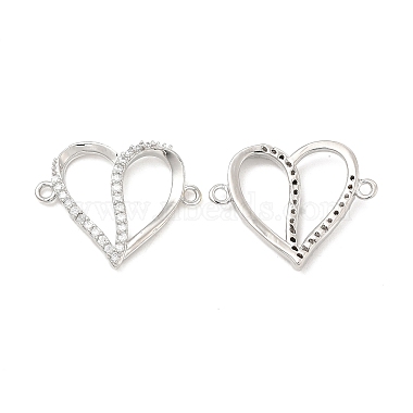 Platinum Clear Heart Brass+Cubic Zirconia Links