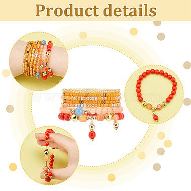Elite 2 Sets 2 Style Natural Dyed Malaysia Jade & Agate & Glass Seed Beaded Stretch Bracelets Set(BJEW-PH0004-29)-4