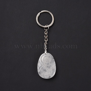 Natural Quartz Crystal Teardrop with Spiral Pendant Keychain(KEYC-A031-02P-06)-3