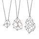 Non-Tarnish 3Pcs 3 Sizes Stainless Steel Macrame Pouch Empty Stone Holder for Necklace Makings(NJEW-JN04823)-1