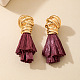 Alloy & Raffia Tassel Stud Earrings(FS-WG3975A-01)-1