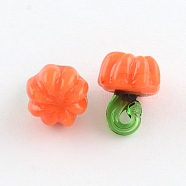 Autumn Theme Thanksgiving Charms Lampwork Beads, Pumpkin, Orange, 15x11mm, Hole: 4mm(X-LAMP-Q010-1)