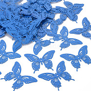 Spray Painted 430 Stainless Steel Filigree Joiners Links, Etched Metal Embellishments, Butterfly, Cornflower Blue, 35x44x0.4mm, Hole: 1~1.6mm(STAS-N009-001F)