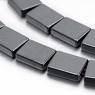 Non-magnetic Synthetic Hematite Beads Strands, Rectangle, 8x6x2mm, Hole: 0.5mm, about 51pcs/strand, 15.9 inch(40.5cm)(G-P341-45-6x8mm)