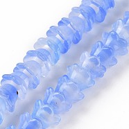 Transparent Glass Beads Strands, Flower, Cornflower Blue, 11~12x7.5~8mm, Hole: 1.4mm, about 50pcs/strand, 11.42''(29cm)(LAMP-H061-01C-10)