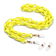 Eyeglasses Chains, Neck Strap for Eyeglasses, with Acrylic Cable Chains, Alloy Lobster Claw Clasps and Rubber Loop Ends, Yellow, 27.9 inch(71cm)(AJEW-EH00076-06)