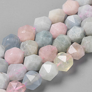 Natural Morganite Beads Strands, Star Cut Round Beads, Faceted, 7.5~8x6.5~7mm, Hole: 1.5mm, about 46pcs/strand, 15.5 inch(G-S149-41-8mm)