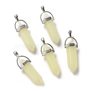 Bullet Pointed Synthetic Luminous Stone Pendants, Glow In The Dark Pendants, with Platinum Tone Alloy Findings, Light Green, 41x8mm(LUMI-PW0001-055-C)